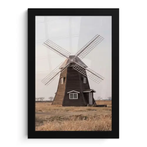Windmolens - Landschap - Veld fotolijst zwart zonder passe partout klein -3d