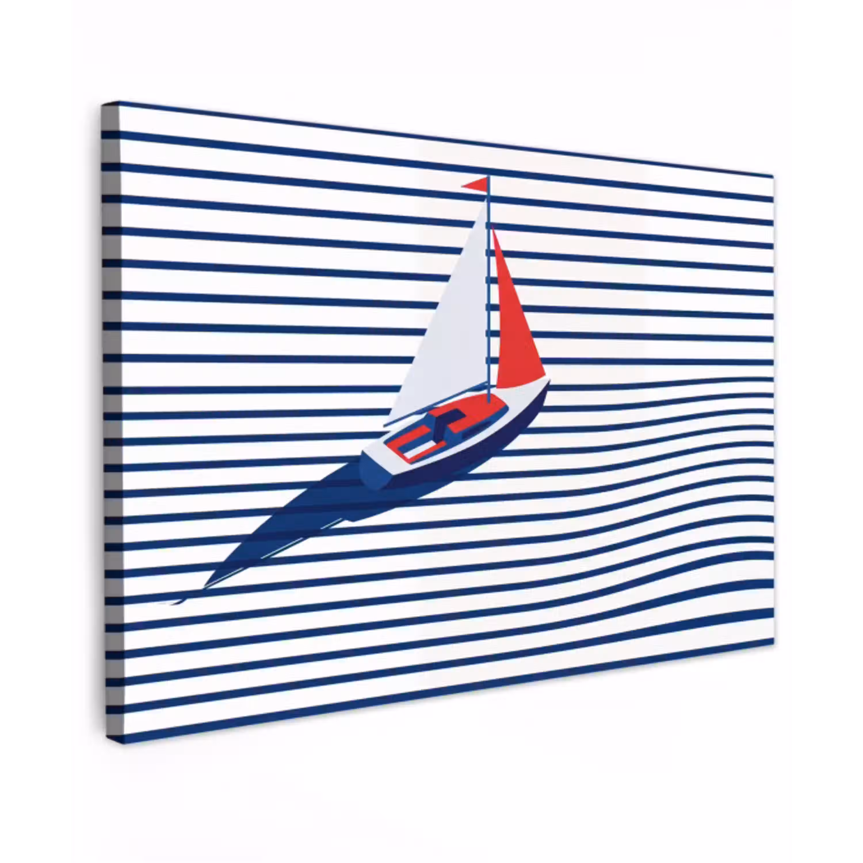 Boot - Water - Abstract - Blauw Tuinposter op houten frame 2 cm dik klein -3d