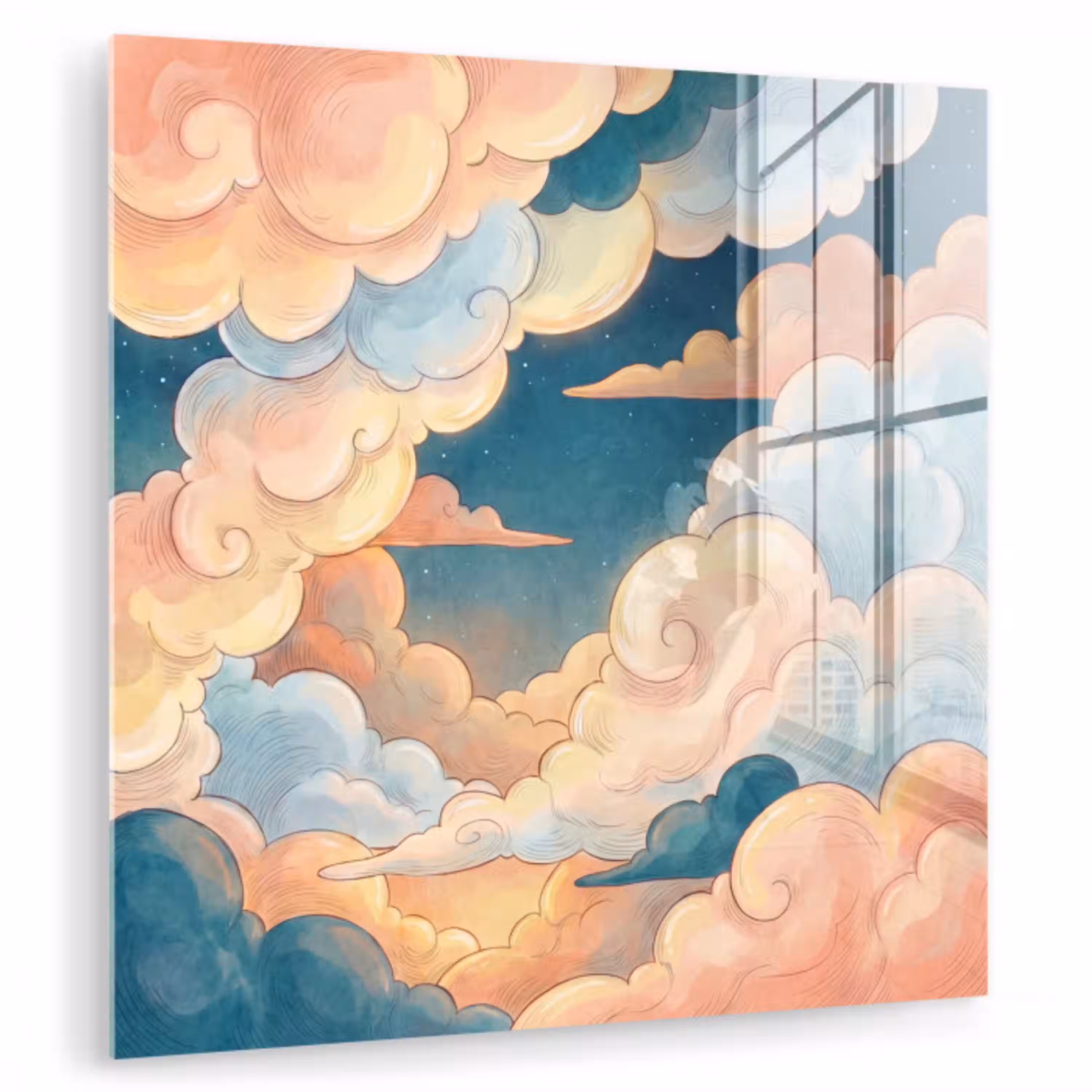 Wolk - Lucht - Natuur - Illustratief - Oranje plexiglas 5mm klein -zzzproduct_nieuw