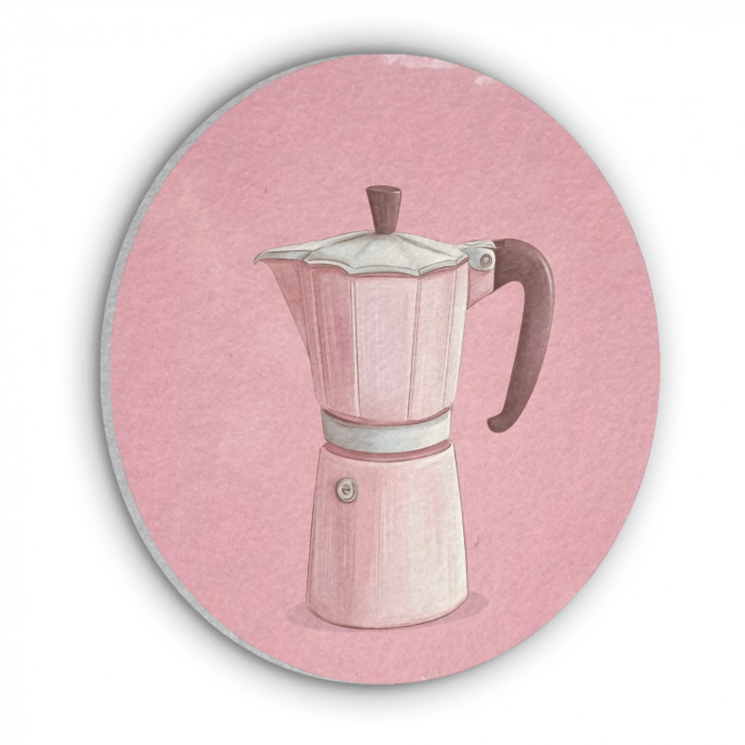 Roze - Mokkapot - Illustratie - Koffie Akoestische PET Vilt - Rond klein -3d