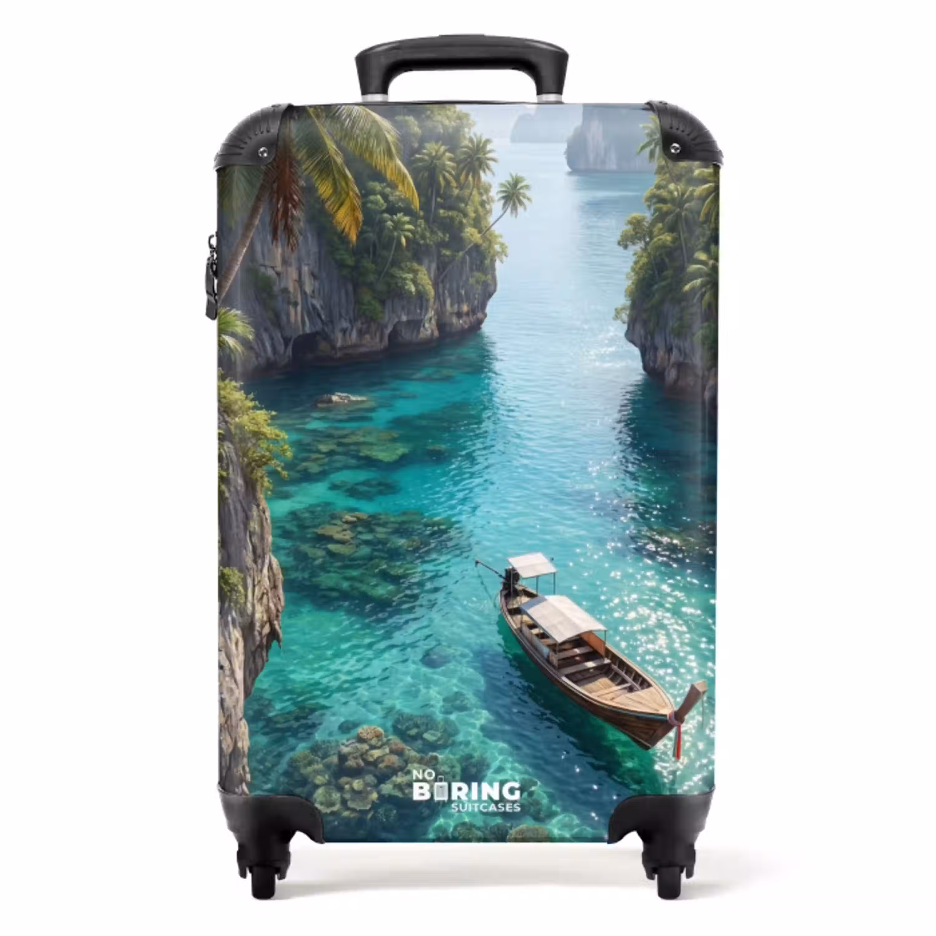 Eiland - Tropisch - Water - Palmbomen - Natuur NBS - Handbagage koffer - Volwassenen Unisex middel -productfoto_recht