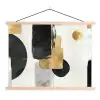 Goud - Rechthoeken - Cirkels - Abstract textielposter latten blank klein -3d