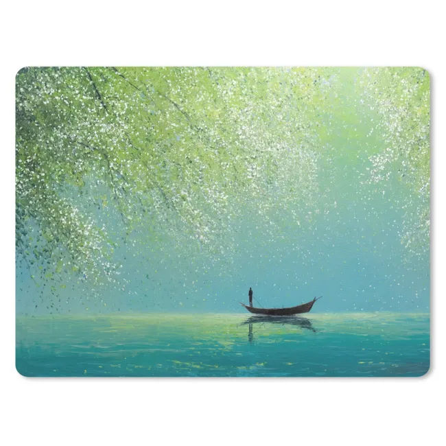 Muismat - Bootje - Water - Bladeren - Bloesems