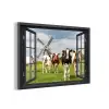 Doorkijk - Koe - Molen - Koeien - Weiland - Gras - Groen aluminium wit klein -3d