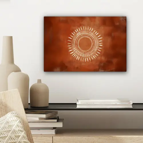 Abstract - Lijnen - Zonnestralen - Roodbruin canvas 2cm klein -sfeer6