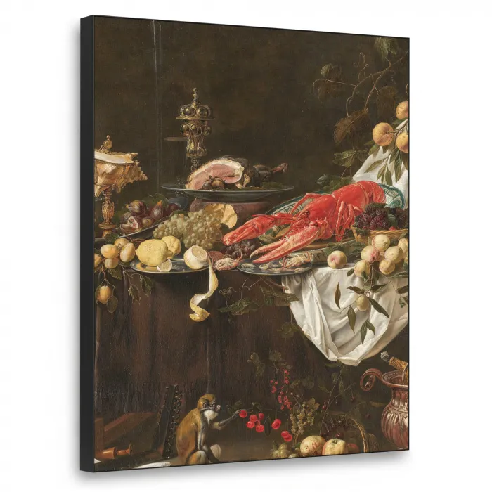 Pronkstilleven - Adriaen van Utrecht - Olieverf Textielframe zwart klein -3d