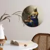Het melkmeisje - Schilderij van Johannes Vermeer Wandcirkel kunststof plaat 5mm dik klein -sfeer4