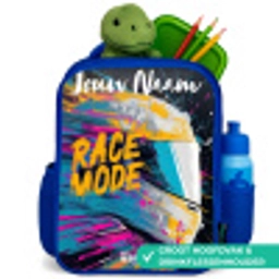 Racehelm - Abstract - Verf - Kleurrijk Kinderrugzak - Blauw middel -inhoud_NL