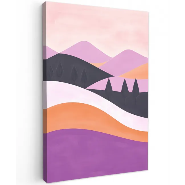 Abstract - Heuvels - Bomen - Groen canvas 2cm klein -z3d