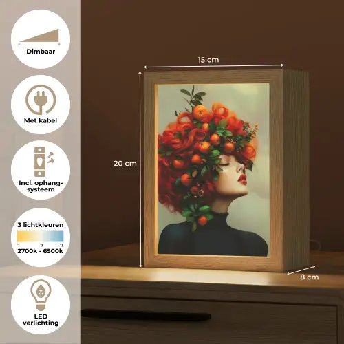 Vrouw - Appels - Rood - Bladeren Light Box met kabel (Tafellamp) klein -USP_NL