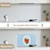 Aardbeien - Lijst - Rood - Geruit keuken achterwand spatscherm klein -voor_na_DE