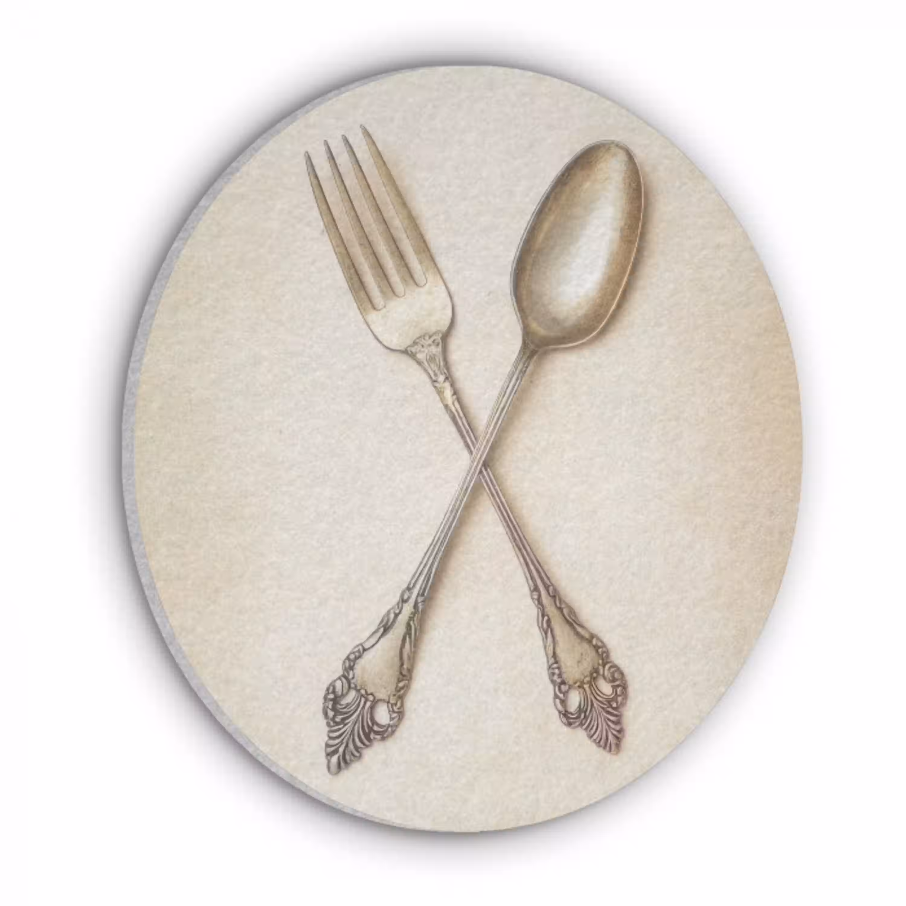 Beige - Vintage - Bestek Akoestische PET Vilt - Rond klein -3d