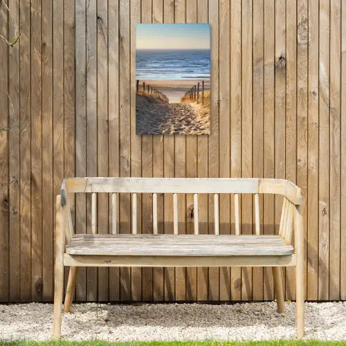 Strandpad bij Zonsondergang Tuinposter op houten frame 2 cm dik klein -sfeer4