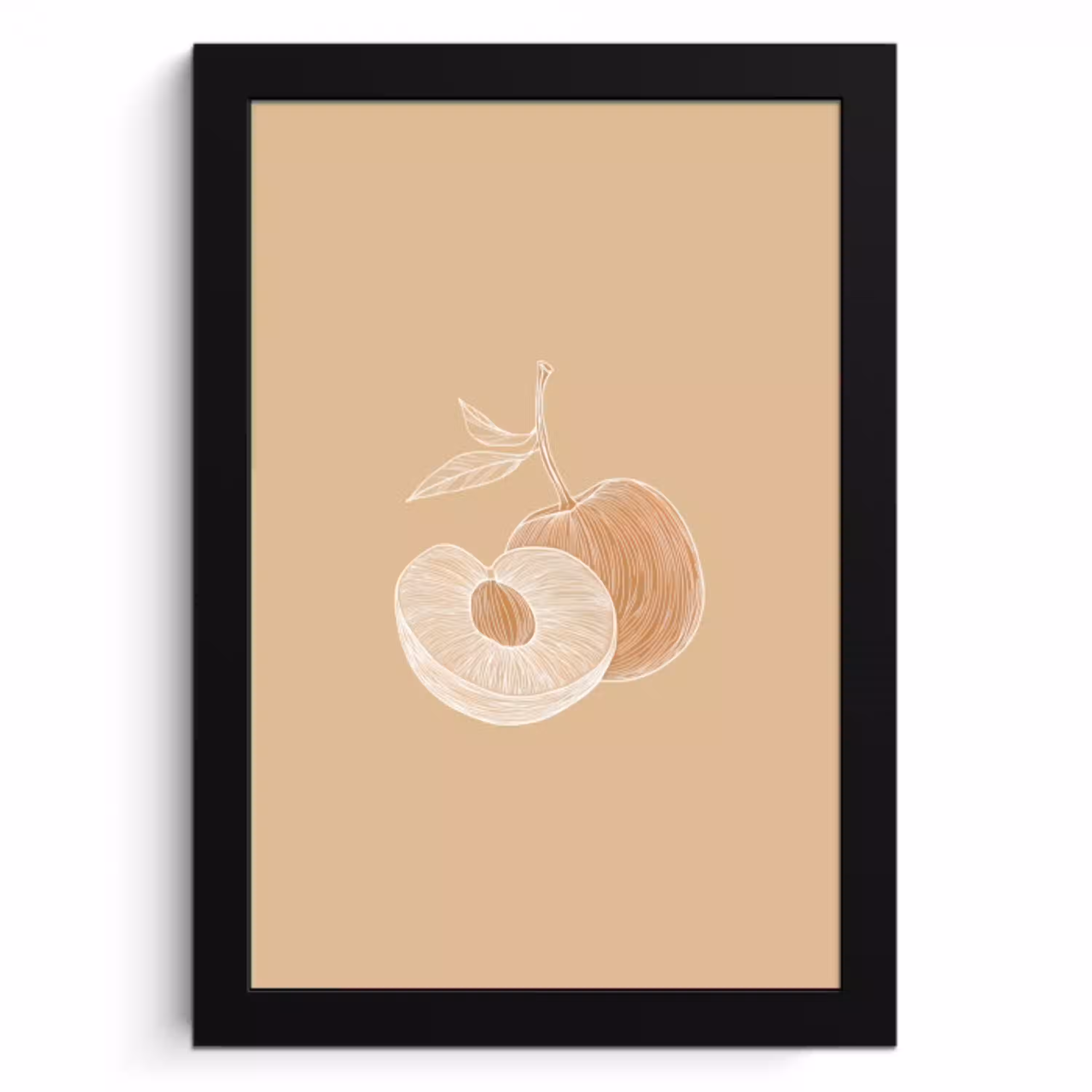 Perzik - Lijntekening - Pit - Beige KitchenYeah - Keuken - Fotolijst klein -3d
