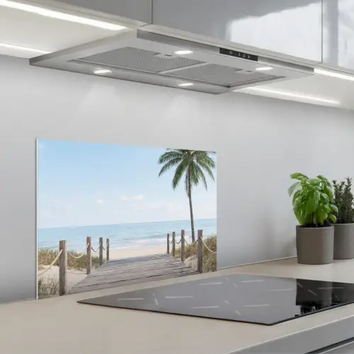 Palmbomen - Pad - Horizon keuken achterwand spatscherm klein -3d_schuin