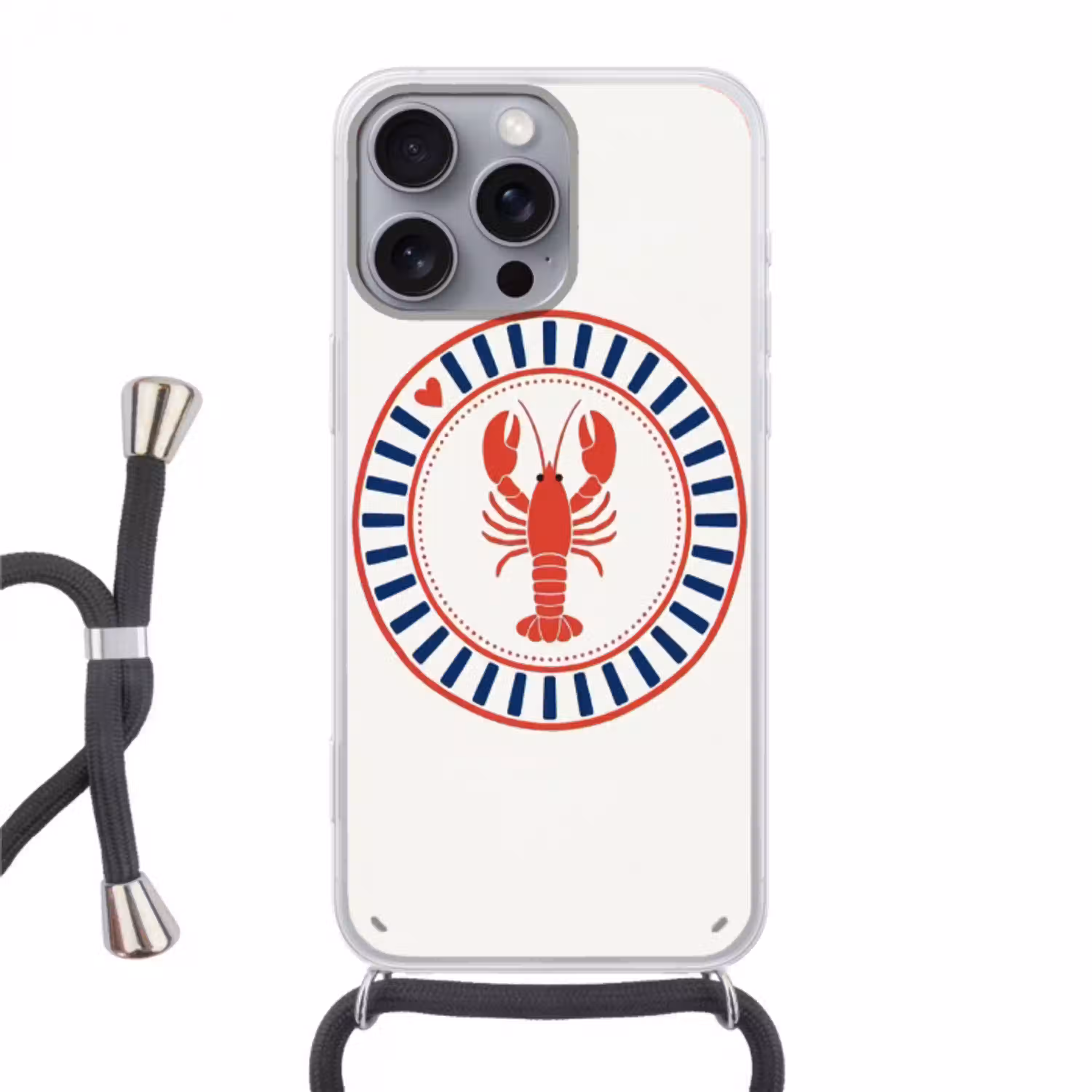 Zeeleven - Kreeft - Embleem - Grafisch - Rood Hoesje iPhone 16 Pro Max met koord klein -3d