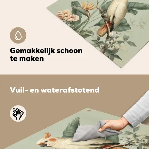 Gele kuifkaketoe - paradijsvogelbloemen - Groen Inductie beschemer met haakjes middel -ky-schoon-nl