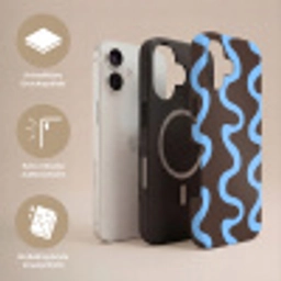 Kronkelende lijnen - Blauw - Bruin - Minimalistisch Toughcase MagSafe Apple iPhone 17 klein 1017 -USP_Lagen_DE