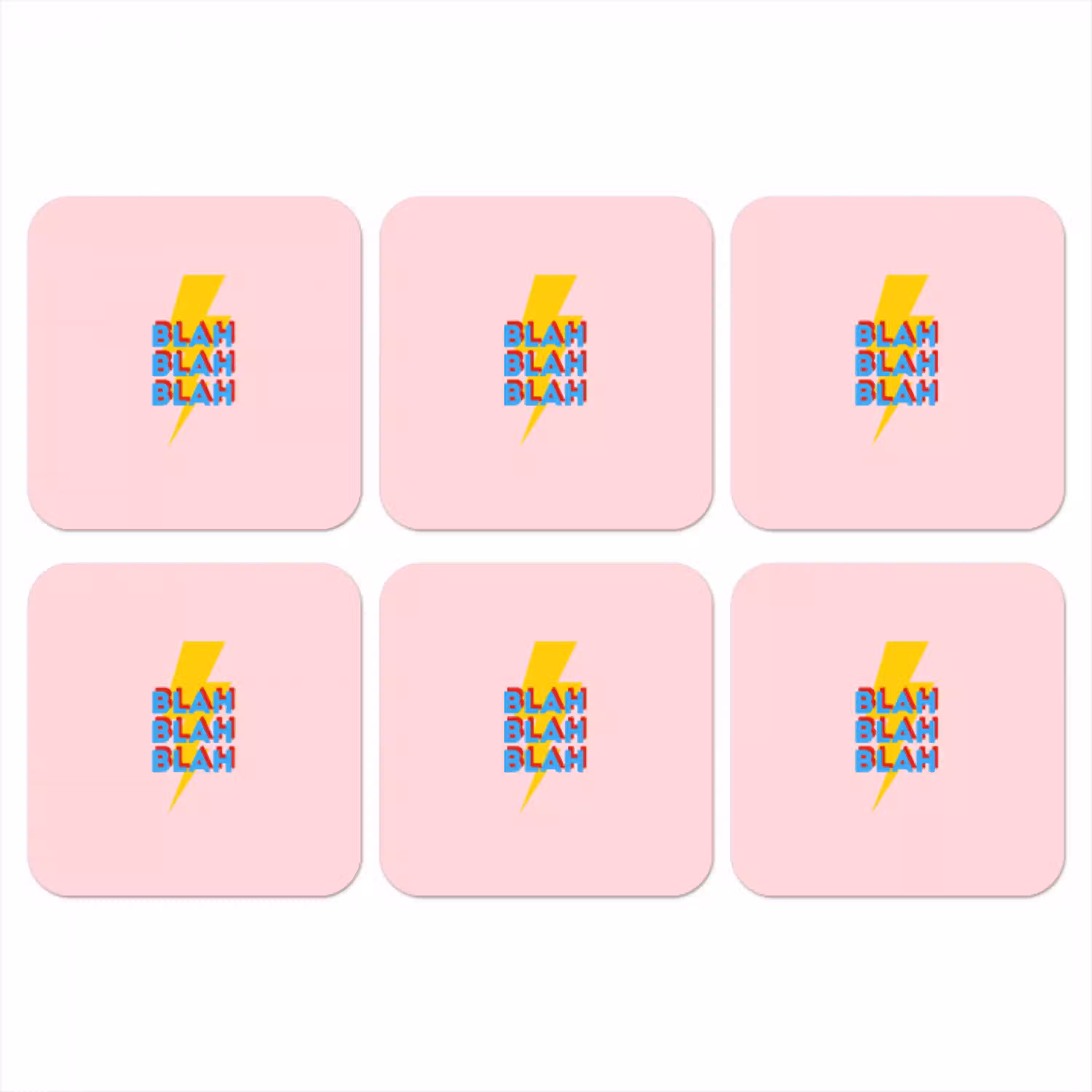Blah - Bliksem - Roze onderzetter kurk middel -3d