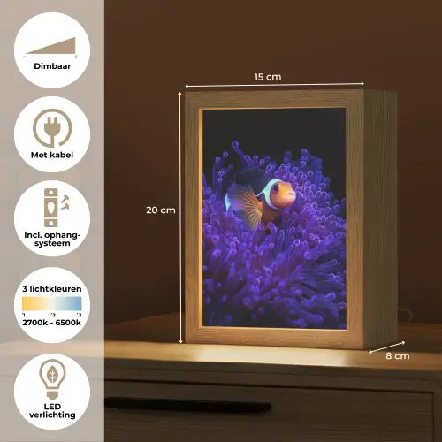 Koraal - Vis - Oranje - Zee Light Box met kabel (Tafellamp) klein -USP_NL