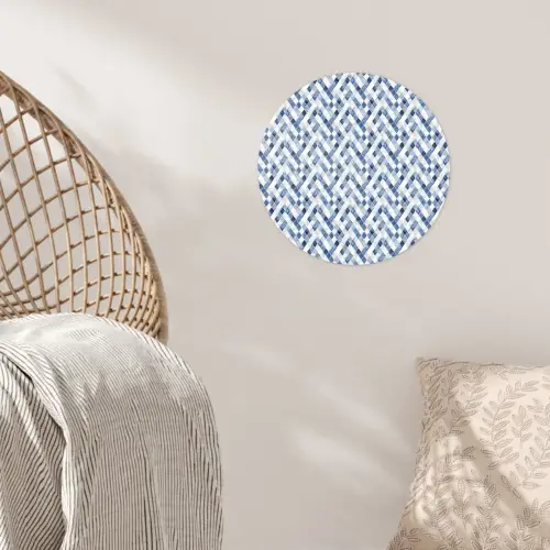 Diamant - Patroon - Blauw - Wit Wandcirkel behangsticker klein 186 -sfeer4