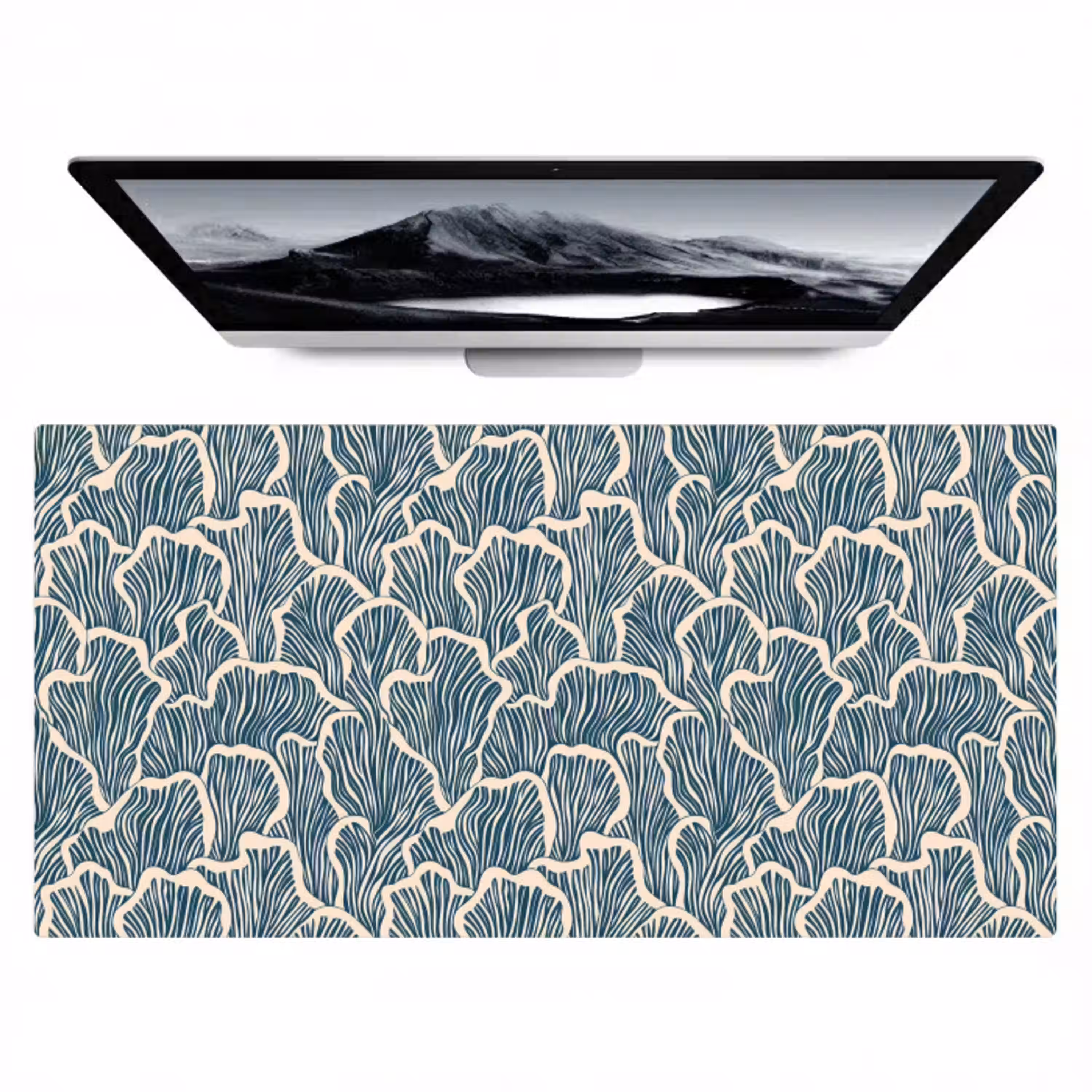 Organisch - Blauw - Crème - Schelpen Muismat XXL klein 681 -zzz3d