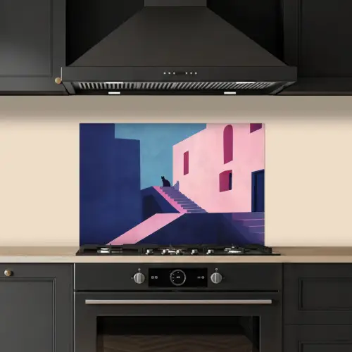 Kat - Trap - Gebouwen - Schaduwcontrasten keuken achterwand spatscherm klein -sfeer1