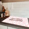 Koeienprint - Roze - Cowboy - Horse Inductie beschermer vinyl 3mm klein -sfeer3