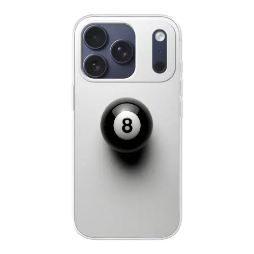 Biljartbal - Getal - Acht - Wit Telefoonhoesje iPhone 17 Pro klein -3d