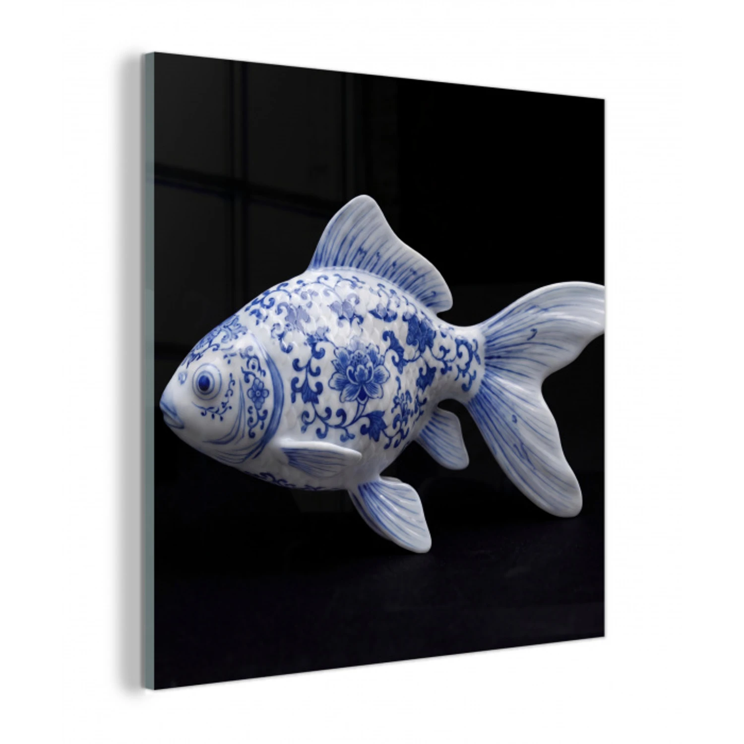 Porselein - Goudvis - Delfts - Blauw plexiglas 5mm klein -z3d