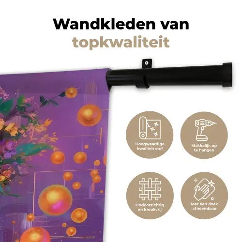 Abstract - Vrouw - Bloemenkroon - Goud Wandkleed katoen klein -sfeer2