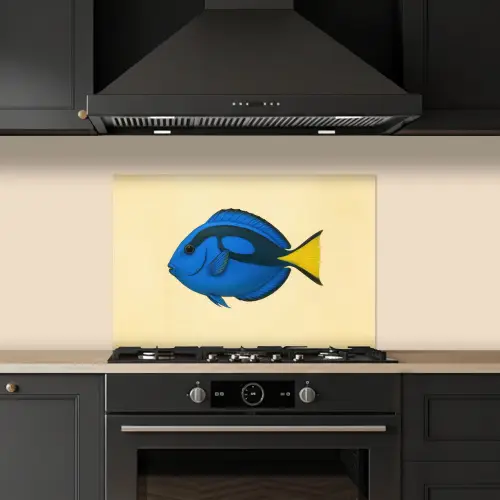 Blauw - Dory - Vis - Staartvin keuken achterwand spatscherm klein -sfeer1