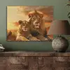 Leeuwen - Zonsondergang - Afrika - Savanne - Dieren PET vilt klein -sfeer2
