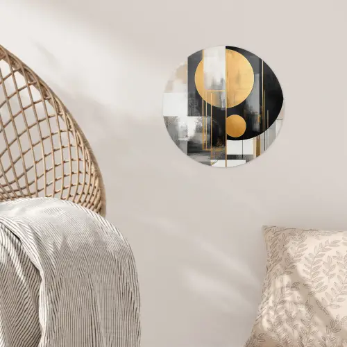 Abstract - Goud - Zilver - Vormen - Aesthetic - Modern Wandcirkel behangsticker klein -sfeer4
