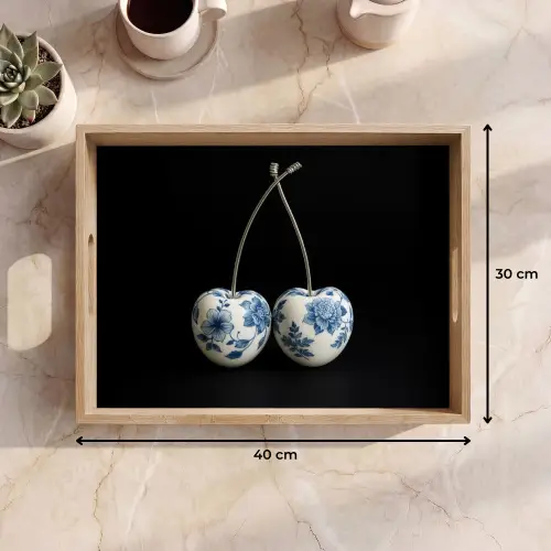 Kersen - Delfts blauw - Fruit Dienblad Rechthoek middel -USP_Formaat
