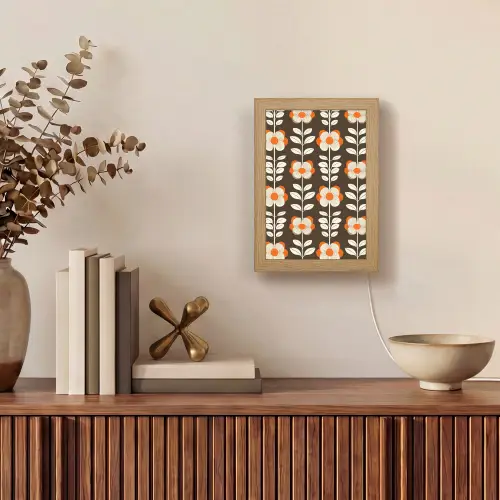 Bloemen - Retro - Bruin Light Box met kabel (Tafellamp) klein 925 -sfeer2