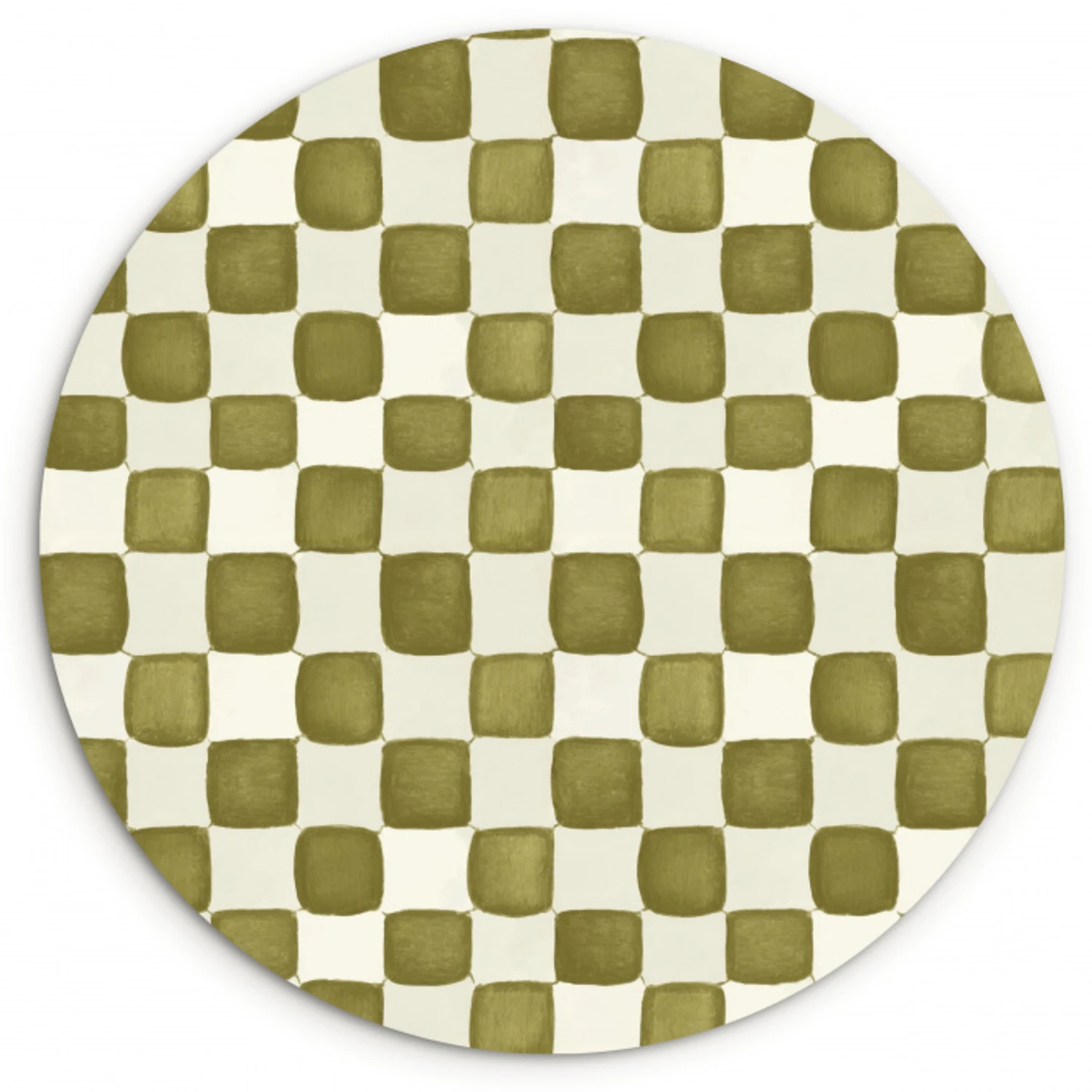 Schaak - Patroon - Groen Wandcirkel kunststof plaat 5mm dik klein 188 -3d