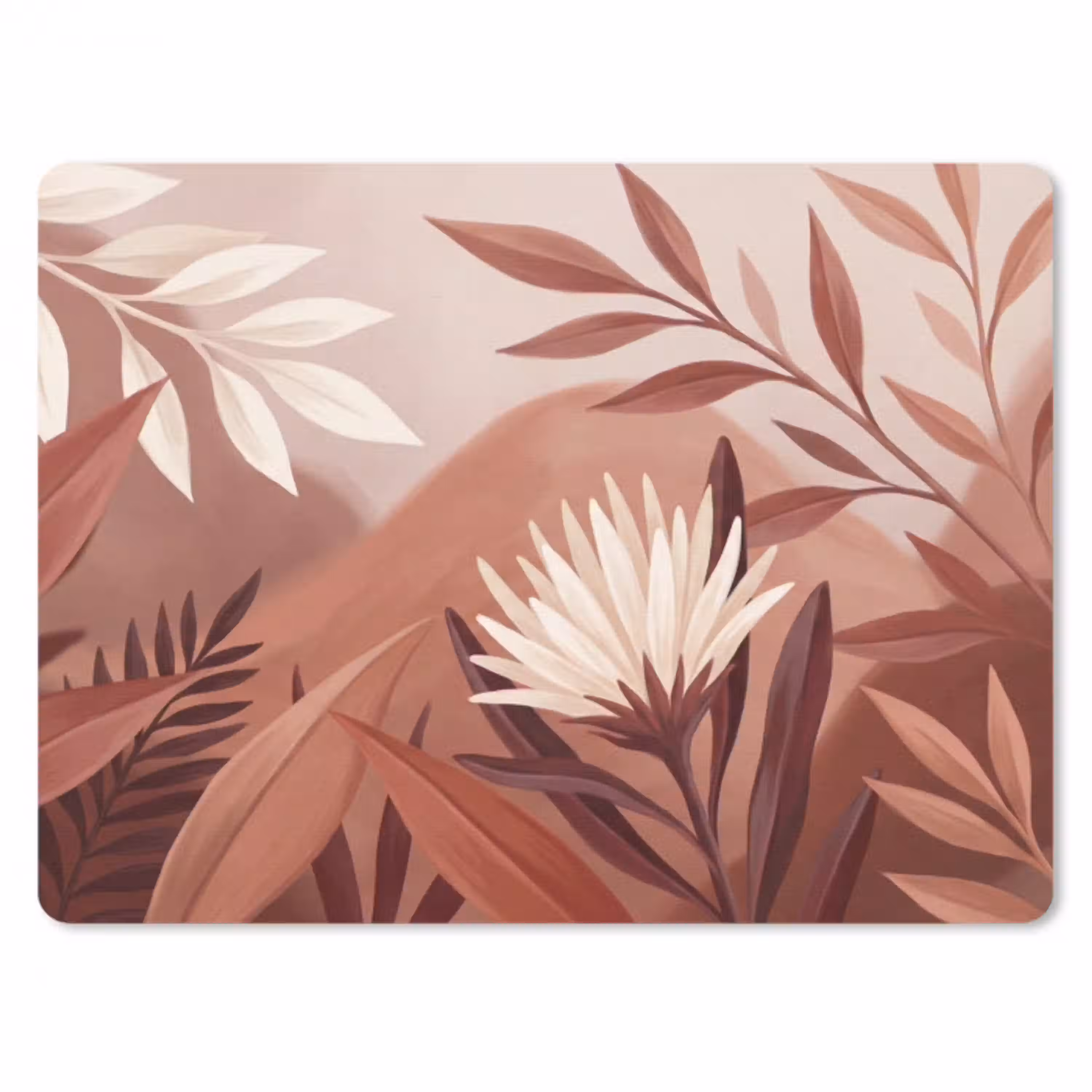 Planten - Bladeren - Botanisch - Modern - Bruin muismat rubber klein -3d