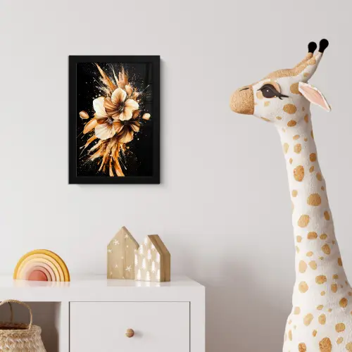 Bloemen - Goud - Graffiti - Zwart - Abstract fotolijst zwart zonder passe partout klein -usfeer4_kinderkamer