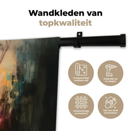 Hert - Geverfd - Gewei - Bruin Wandkleed katoen klein -sfeer2