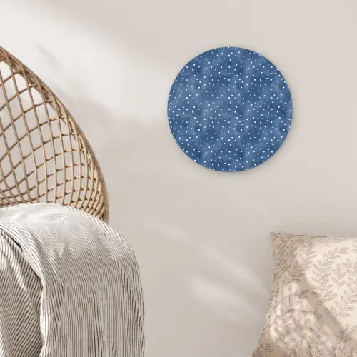 Frans - Citroen -  Stippen - Wit - Blauw Wandcirkel kunststof plaat 5mm dik klein 188 -sfeer5