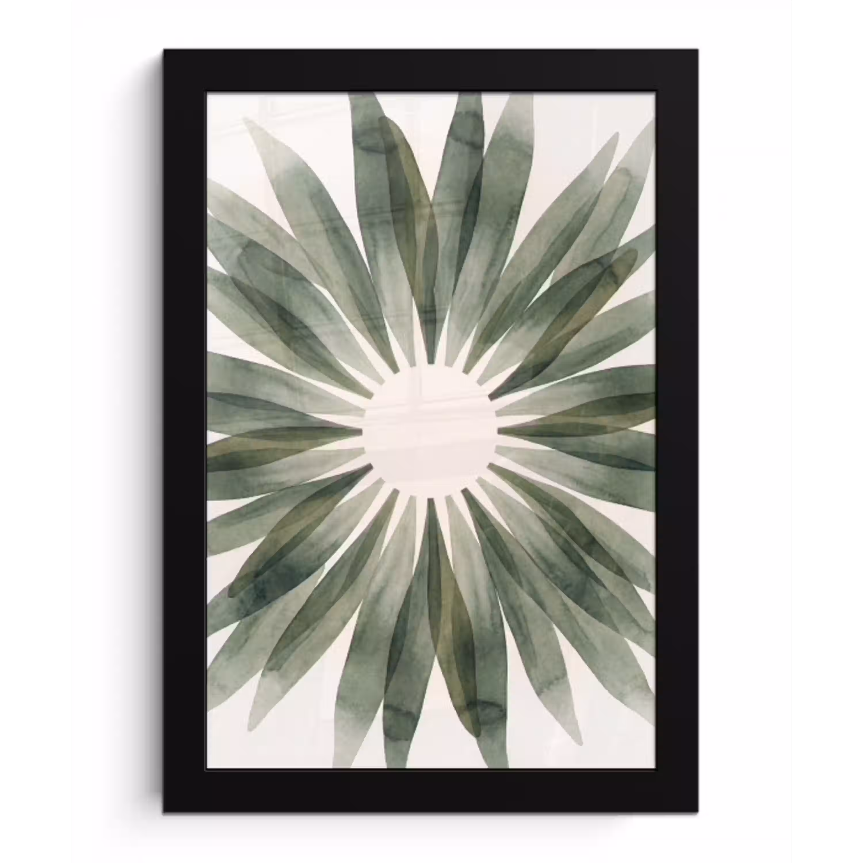 Planten - Abstract - Waterverf - Groen - Natuur fotolijst zwart zonder passe partout klein -3d