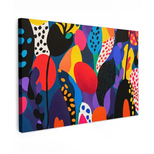 Bloemen - Bladeren - Abstract - Rood Tuinposter op houten frame 2 cm dik klein -3d