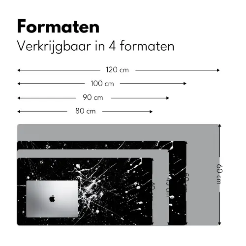 Verfspatten - Wit - Abstract - Explosie Muismat XXL klein -sfeer5
