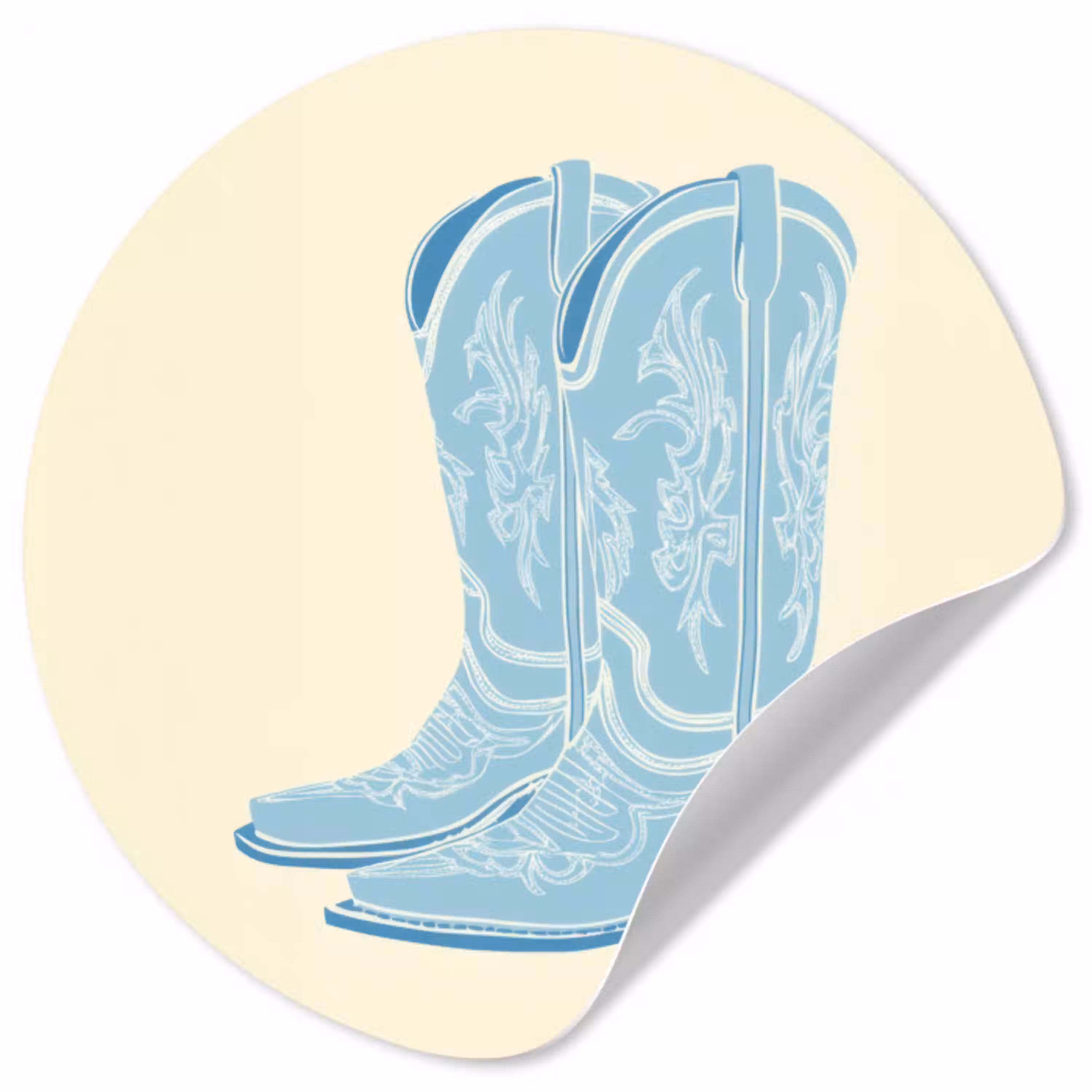 Illustratie - Cowboylaarzen - Patroon Wandcirkel behangsticker klein -3d