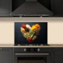Specerijen - Mix - Hartvorm - Zwart keuken achterwand spatscherm klein -sfeer1