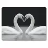 Zwanen - Hart - Zwart - Wit muismat rubber klein -3d