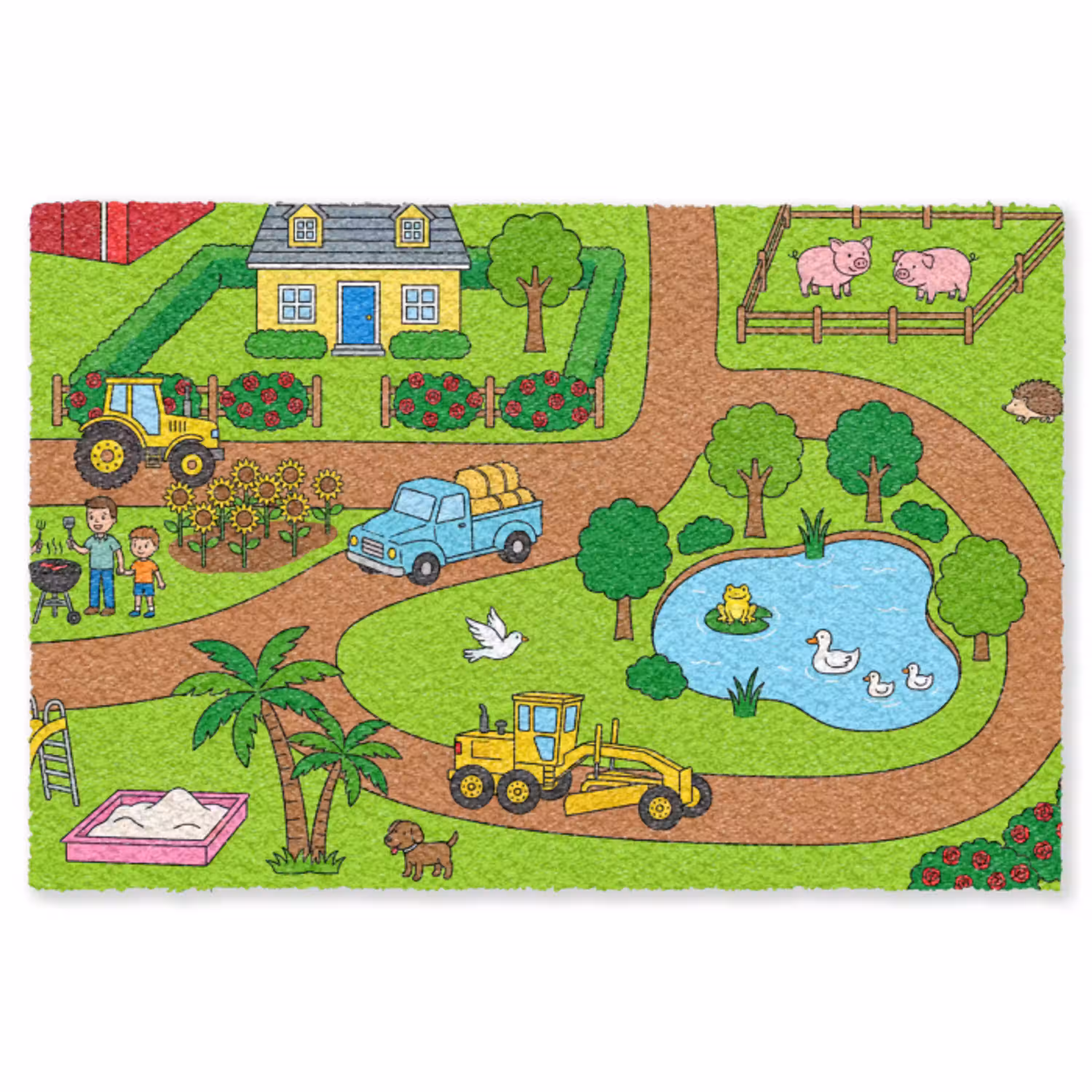 Platteland - Dieren - Cartoon Vloerkleed Rechthoek klein -3d
