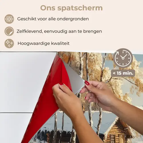 Winter - Sneeuw - Huis - Natuur keuken achterwand spatscherm klein -spatscherm_NL