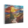 Mozaïek - Zon - Landschap - Dorp PET vilt klein -3d